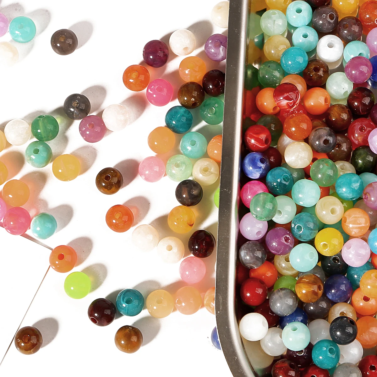 100PCS/50PCS 6/8/10mm Mehrfarbige Acryl Wolken Perlen Wirkung Runde Perlen Für DIY Halskette armband Schmuck Machen Zubehör – Detail 2