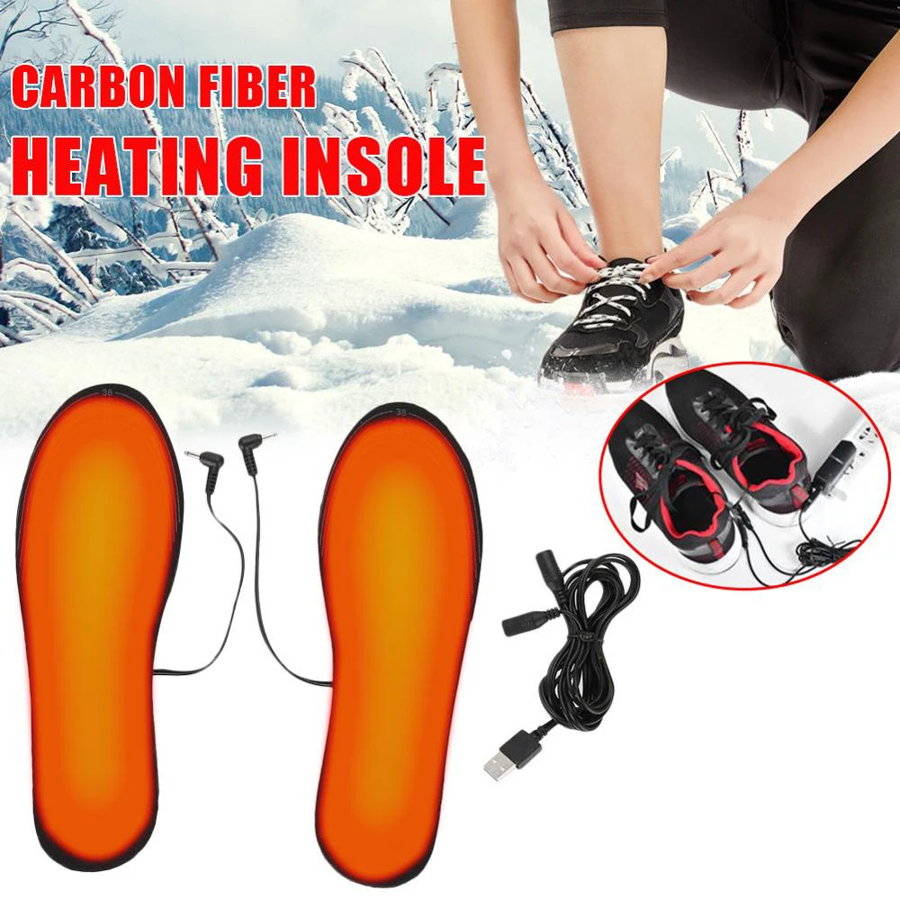 

Electric Heating Insoles USB DC Carbon Fiber Shoes Heated Pads 4.5V EVA Heating Insoles Heated Foot Warmer Winter Outdoor Good