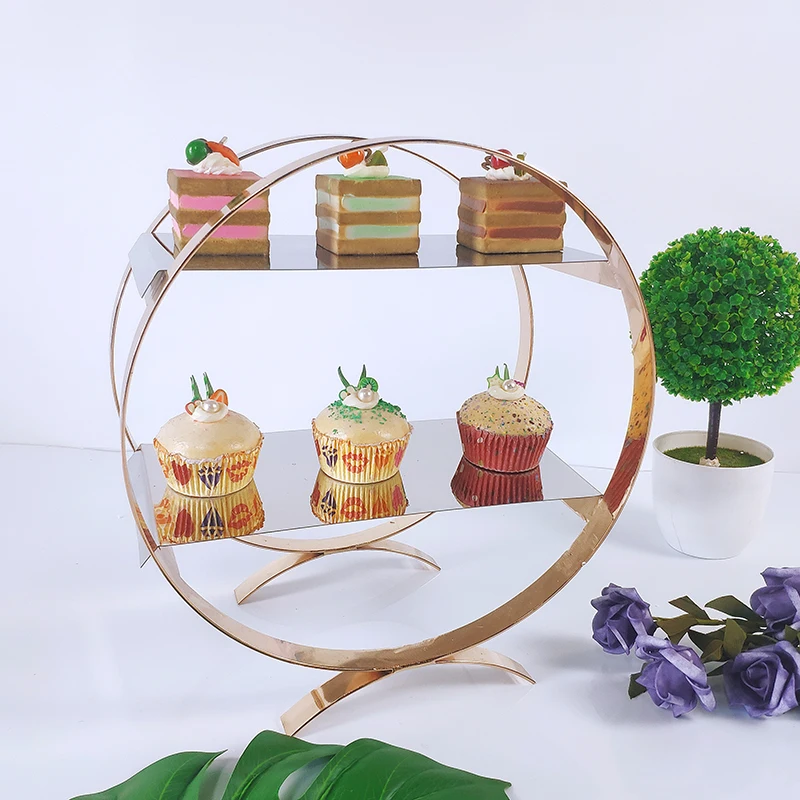 

Золотая зеркальная круглая подставка для украшения дома на день рождения, десерт, свадьбу, кекс