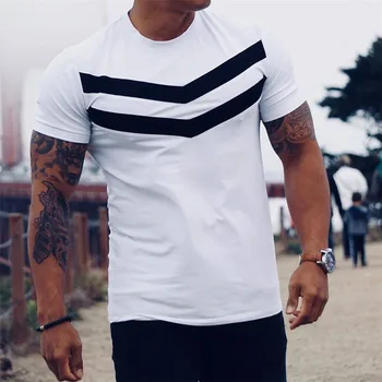 

New men's T-shirt cotton short-sleeved black undershirt men's solid color striped men's T-shirt summer brand clothing men