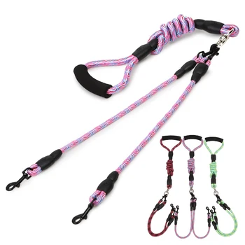 

2-in-1 Nylon Dog leash Double Walking Couple 2 Way Dog Leashes For 2 Dogs