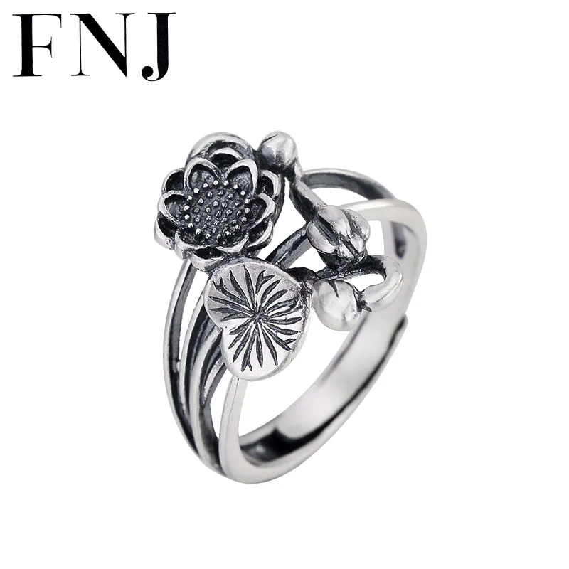FNJ 925 пробы Серебряное кольцо в виде цветка anillos Мужские Винтажные S925 тайские серебряные кольца для женщин ювелирные изделия
