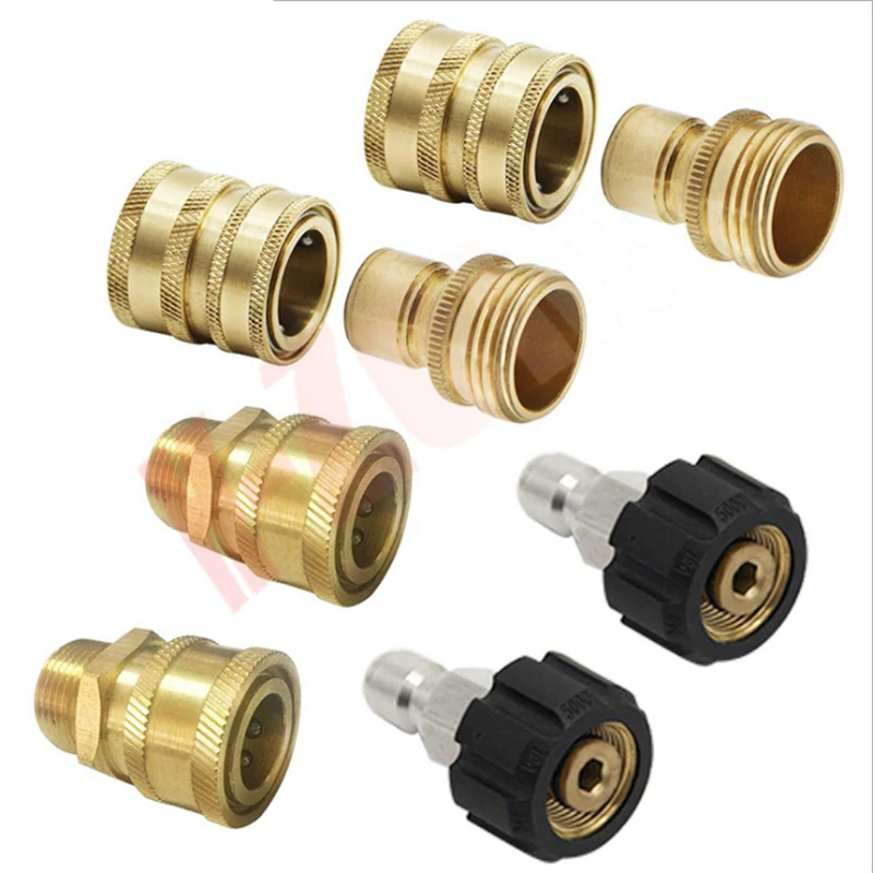 

8Pcs cleaning machine high pressure water gun connector 3/8 pure copper American 3/4 connector quick disconnect connector set