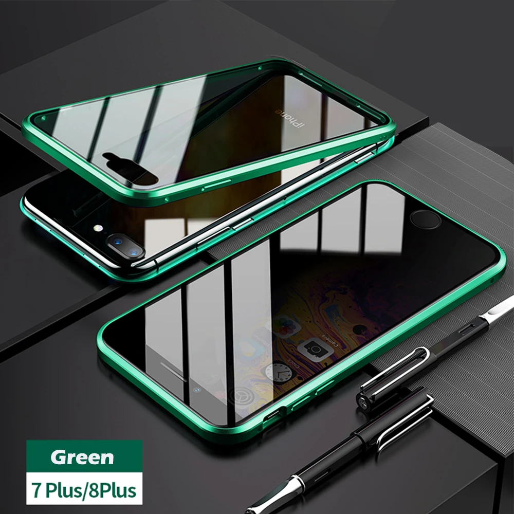 Двухсторонний чехол из закаленного стекла, Роскошный прозрачный чехол для телефона с открытым магнитом для 7 8 Plus 7Plus 8 Plus X XS MAX XR, чехол для телефона - Цвет: for iphone 7P 8P