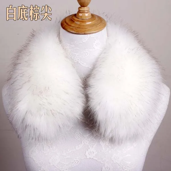 Qearlstar Women Scarf New Faux Fur Collar 55cm Women Children Jackets Coat Hood Fur Decor Shawl Soft Warm Luxury Scarves ZKG15 - Цвет: 16