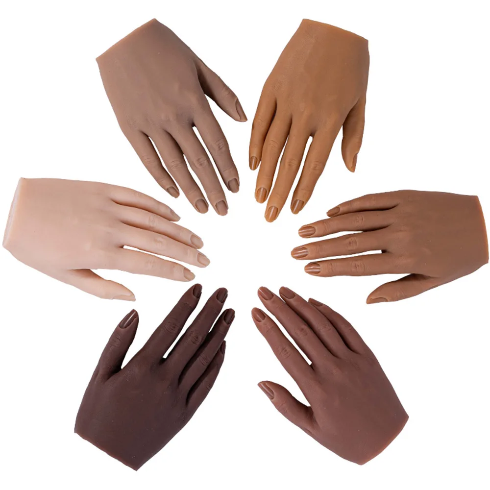 

Nail Art Silicone Practice Female Mannequin Hand with Flexible Finger Adjustment For Nails Display
