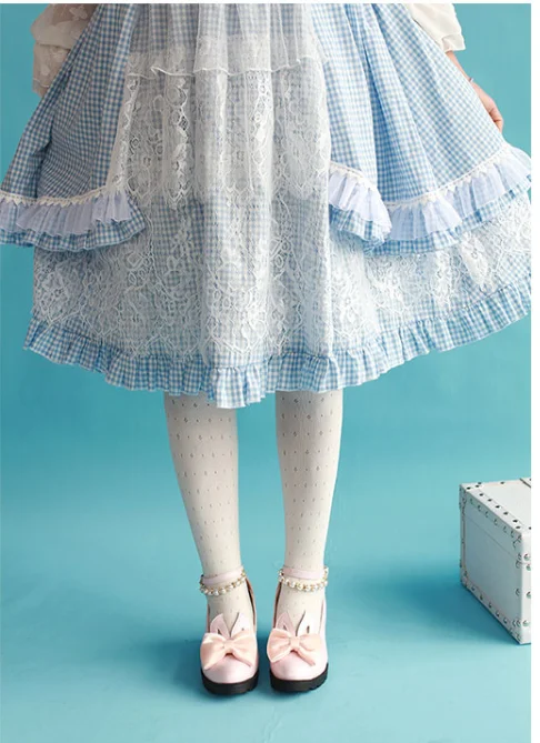 Обувь для костюмированной вечеринки в стиле Лолиты с милым кроликом и бантом; милые туфли принцессы для девочек; вечерние туфли в стиле Лолиты; Милая обувь для девочек средней длины
