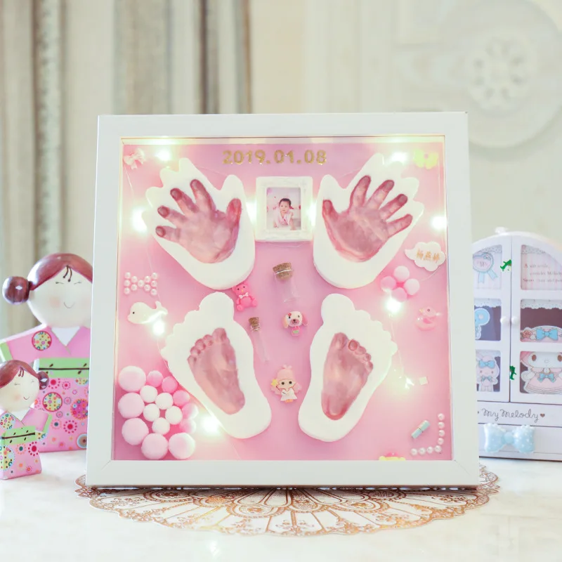Modeling Clay Hand Foot Diy Baby Photo Frame LED Light Slime Handprint Footprints Colored Clay Souvenir Newborn Baby Plasticine