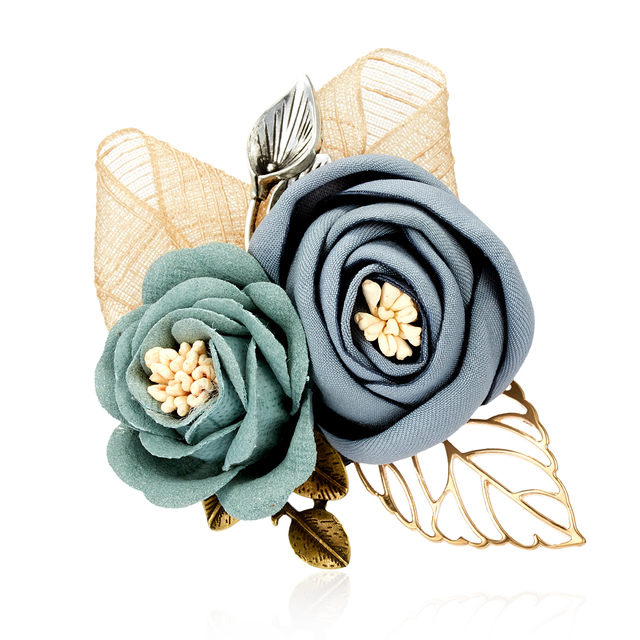 Cloth Art Pearl Fabric Flower Brooch Pin Rose Flower Bowknot Leaf Crystal Bead Cardigan Shirt Shawl Pin Coat Badge Jewelr