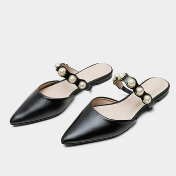 

Pointed flat slippers women's summer 2020 new flat-toed sandals and slippers wear bare-heeled joker slippers.