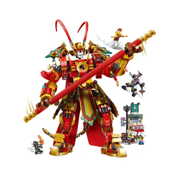 

Building Blocks 70001 1630pcs 6 Figures Compatible Lepining Monkie Kid Brick Monkey King Warrior Mech Toys For Children