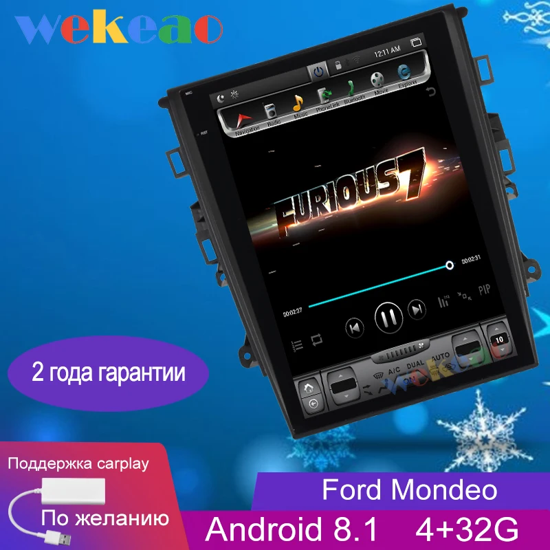 Wekeao вертикальный экран Tesla style 12,1 ''1 Din автомобильный dvd-плеер на основе Android автомобильный радиоприемник с gps навигацией для FORD Mondeo 2013+ wifi
