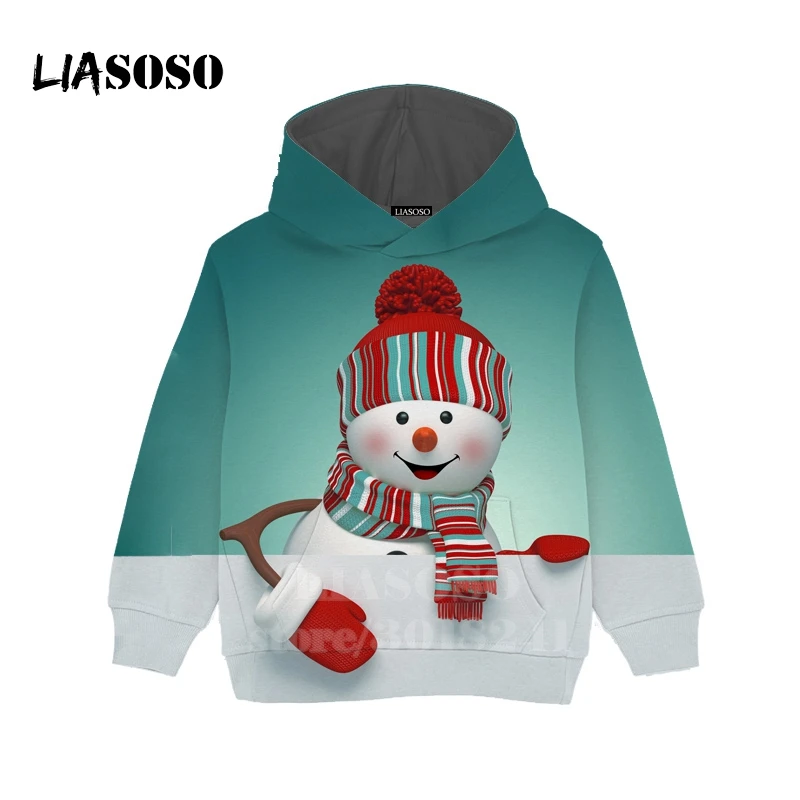 LIASOSO/ детский модный свитер со снеговиком футболка для подростков с 3D принтом детский топ с короткими рукавами пуловер с круглым вырезом для мальчиков и девочек толстовки для малышей B171 - Цвет: 5