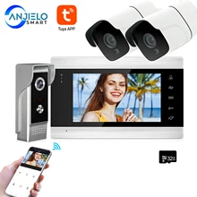 AnjieloSmart – visiophone intelligent IP avec écran de 7 pouces, interphone vidéo avec 2 caméras de Surveillance 720P et détection de mouvement, nouveau système Tuya