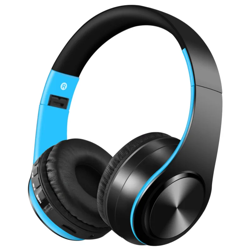 Беспроводные Bluetooth наушники, стерео музыкальные игровые гарнитуры, складные наушники с микрофоном, поддержка TF карты, для смартфона - Цвет: Синий
