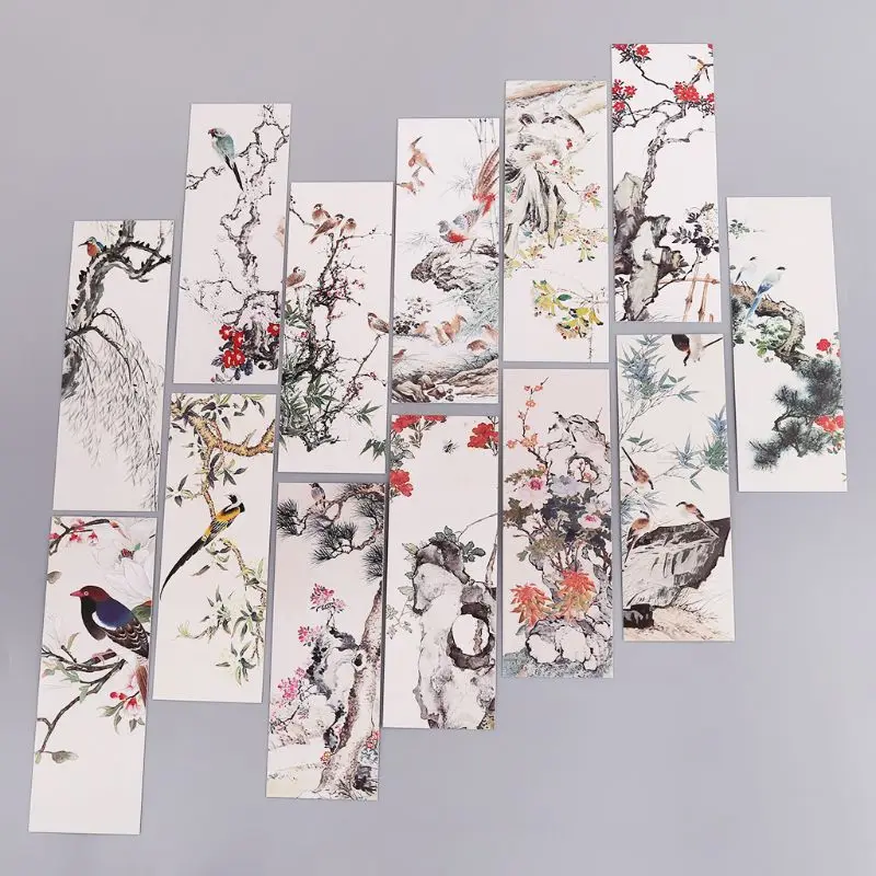 30pcs/set Flowers Birds Bookmarks Chinese Style Paper Page Notes Label Message Card Book Marker School Supplies Stationery