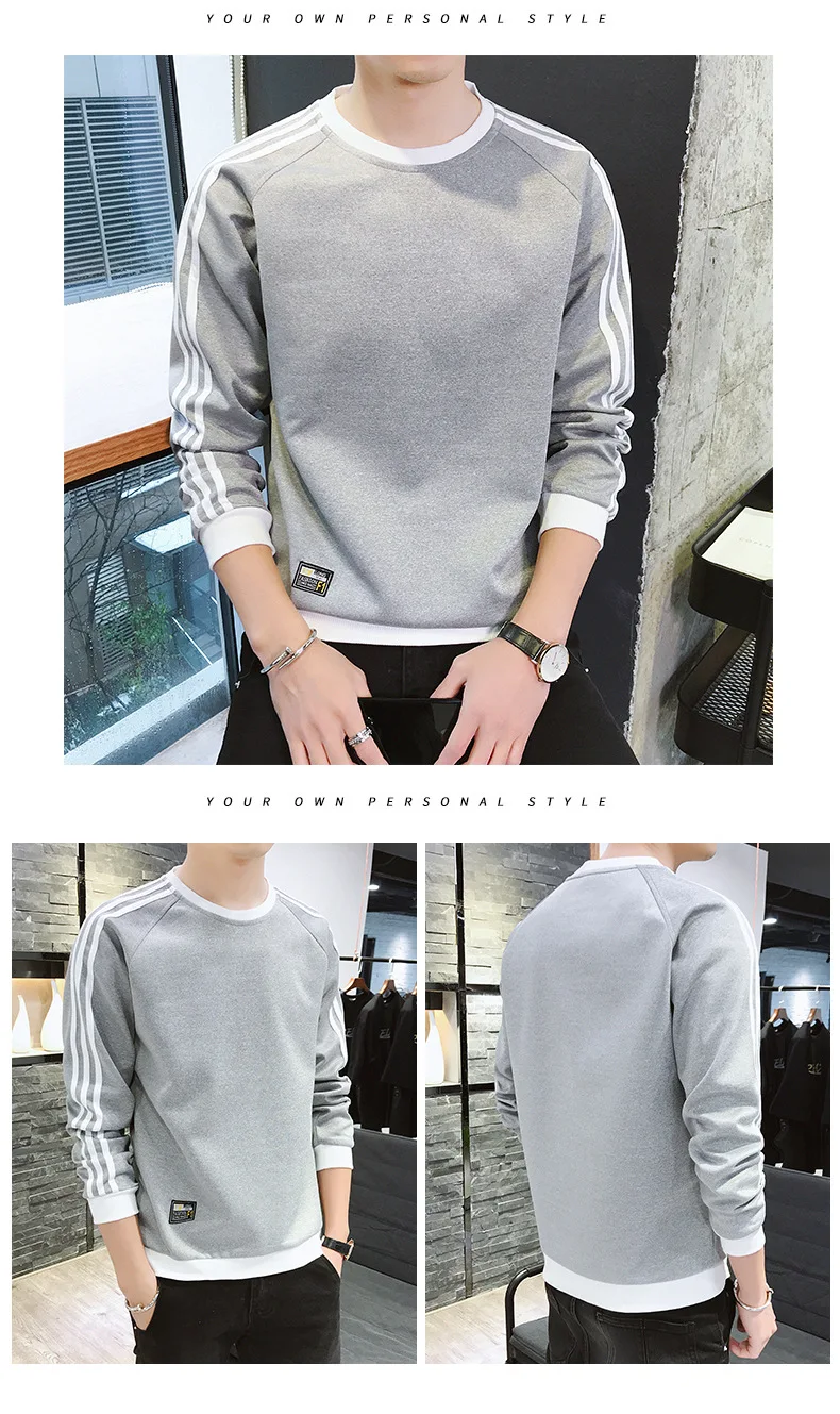 Thin Loose-Fit Korean-style Students Men's Hoodie Spring And Autumn Couples Pullover Hoodless Men Trend Long-sleeved Coat