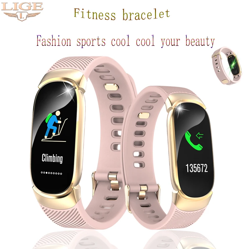 

LIGE 2019 New Smart Bracelet Women Fitness Tracker Camera Control Wristband Sport Heart Rate Monitor Smart Band For IOS Android