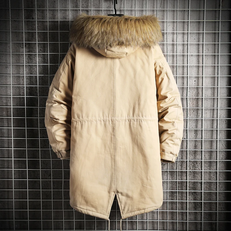 Высокое качество Новая мода мех с капюшоном мужская зимняя теплая куртка плотная свободная парка пальто