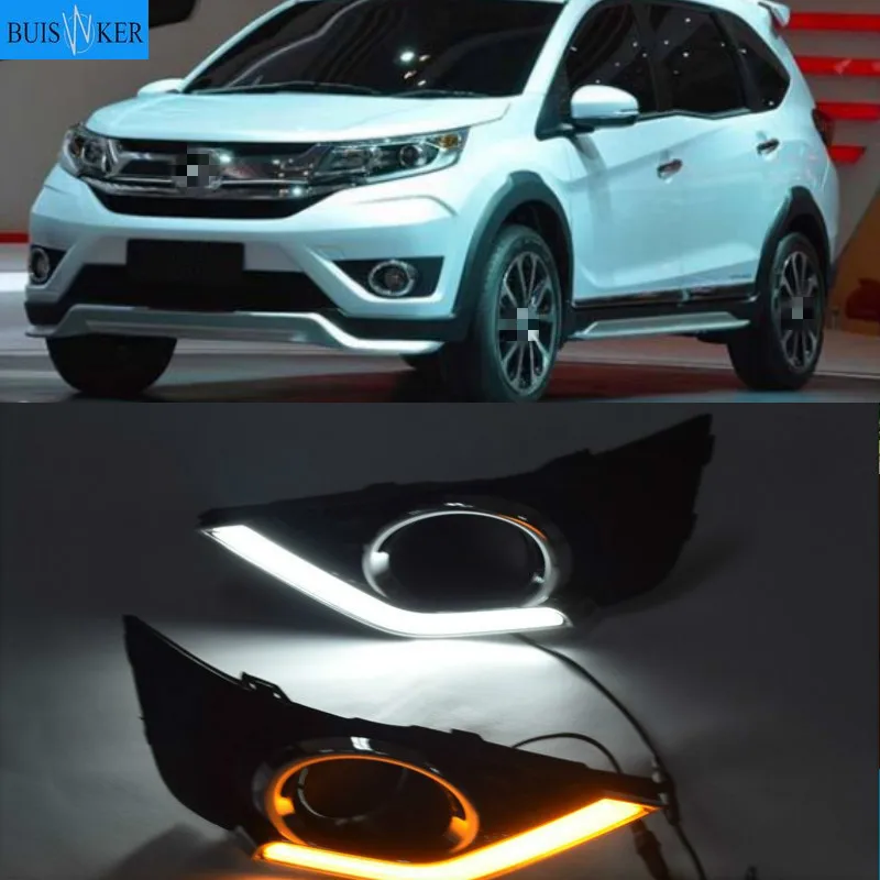 

1Pair DRL for Honda BRV BR-V 2015 2016 2017 2018 2019 Led Daytime Running Light fog lamp cover Driving lighs Car styling 12V DRL