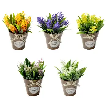 

Home Decor Fake Flower Small Artificial Plants Decorative Flowers Mini Potted Bonsai Green Plant 1 Set(plants+vase)
