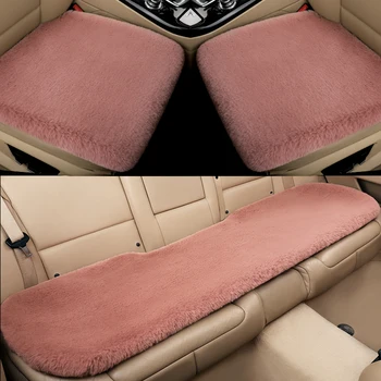 

KKYSYELVA Winter Plush Warm Car Seat Cover Black Seat Cushion Interior Accessories Car Styling
