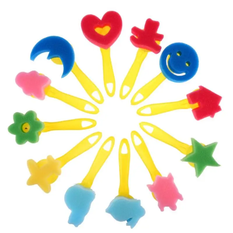 12 шт./лот Разноцветные Детские кисти для рисования DIY Губка Игрушка для рисования