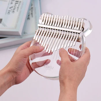 

17-Key Transparent Kalimba Thumb Piano Acrylic Material Cute Cat-Shaped with Carry Bag Note Stickers Cleaning Cloth