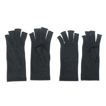 

Men Women Half Finger Tendonitis Carpal Tunnel Compression Arthritis Gloves Health Protective Solid Black Rheumatoid Pain Relief