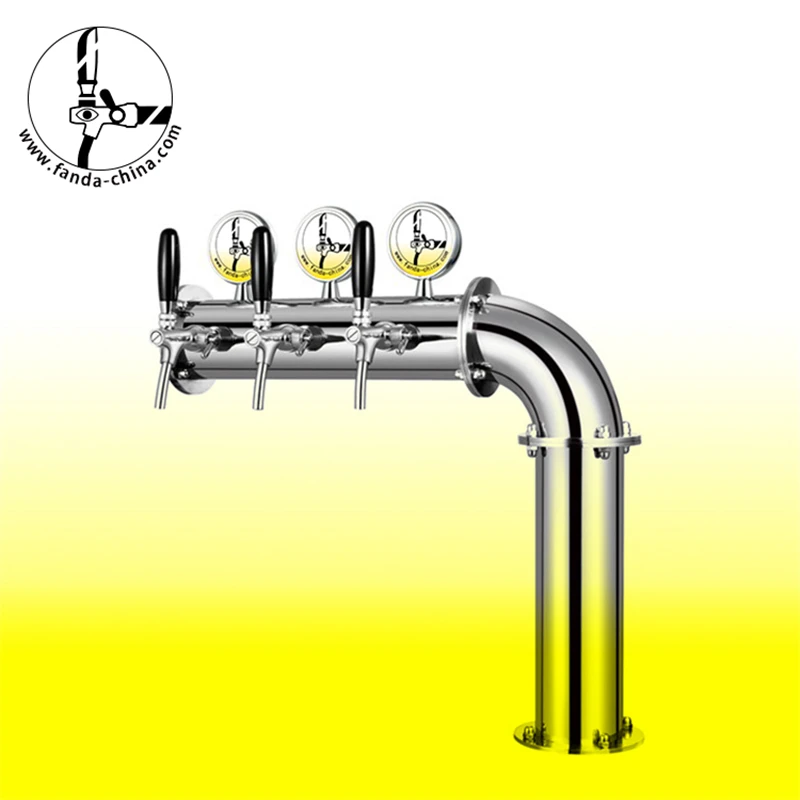 L форма 3 линии пивная колонна из нержавеющей стали пивная башня с 3 крана со светодиодным светильник пивной медальон домашний пивоваренный напиток наполнение L3