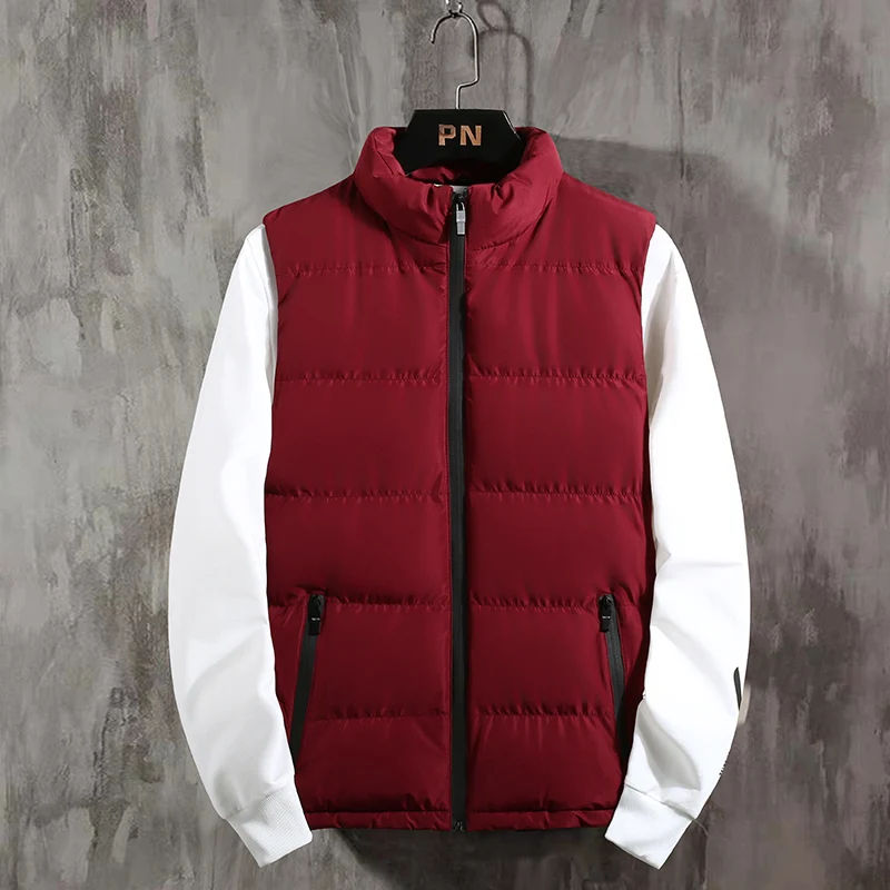 TFETTERS Men Jacket Vest Cotton Warm Sleeveless Solid Color All Match Social Coat 2021 New Autumn and Winter | Мужская одежда