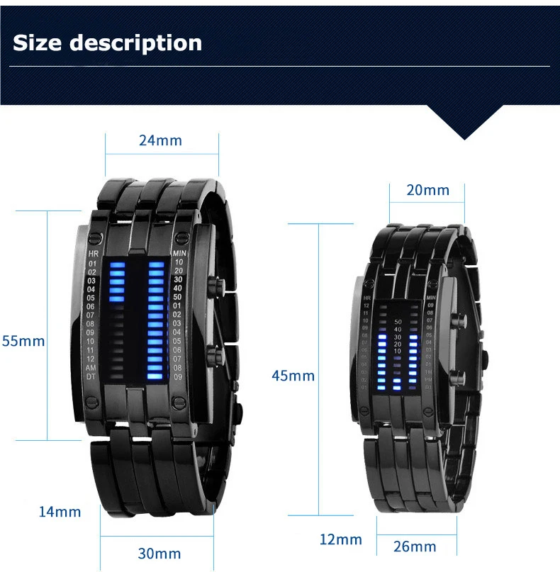 Men Watch 50m Waterproof Lava Watch Double Row Lamp Led Watch Male Fashion Steel Band Electronic Sport Watch Relogios Masculino 5