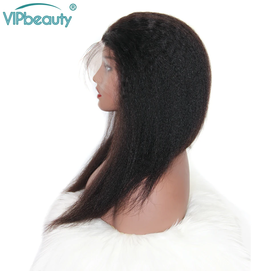 VIPBeauty курчавые прямые 13x4 человеческие волосы на кружеве парики 10-22 дюймов М перуанские волосы с неповрежденной кутикулой парики натурального цвета