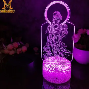 

Molezu Halloween A Buddism Godness Guanyin Pattern 3D Led Night Light Decoration Children Gifts 7 Color Changing Visual Lamp
