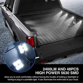

1set Car Rear Box LED Light 12V LED White LED Universal Truck Bed Lighting Pickup Lamp 48LED All Pickup Truck for nissan NP300
