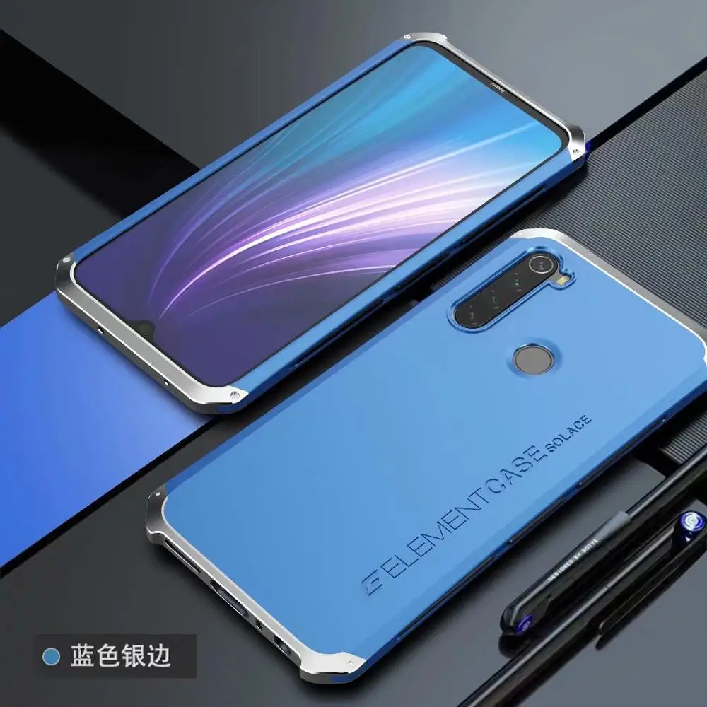 R-JUST бронированный чехол для Xiaomi Redmi Note8 Pro металлический алюминиевый+ Гибридный PC сверхпрочный противоударный чехол для Redmi Note8 Pro - Цвет: blue silver