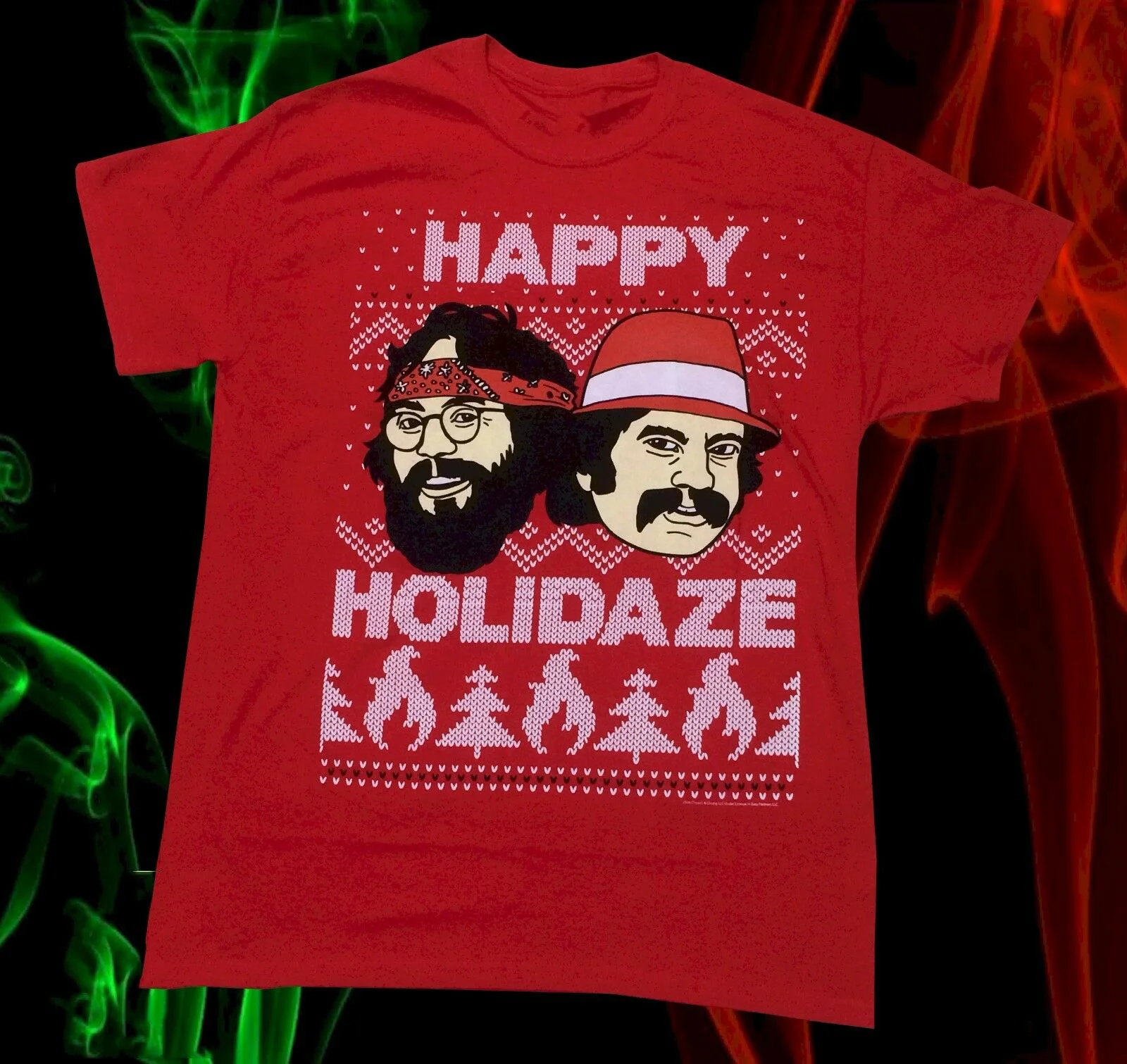 Лето 2019 Новый Cheech And Chong Happy holdaze Рождественский некрасивый свитер Мужская