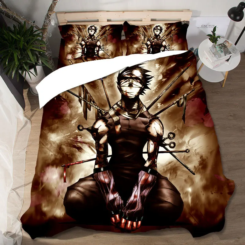 Наруто Ropa De Cama домашний текстиль постельное белье с принтом для детей Sabanas 3d комплект постельного белья королевского размера Nevresim Takimlari Cat постельное белье поплин