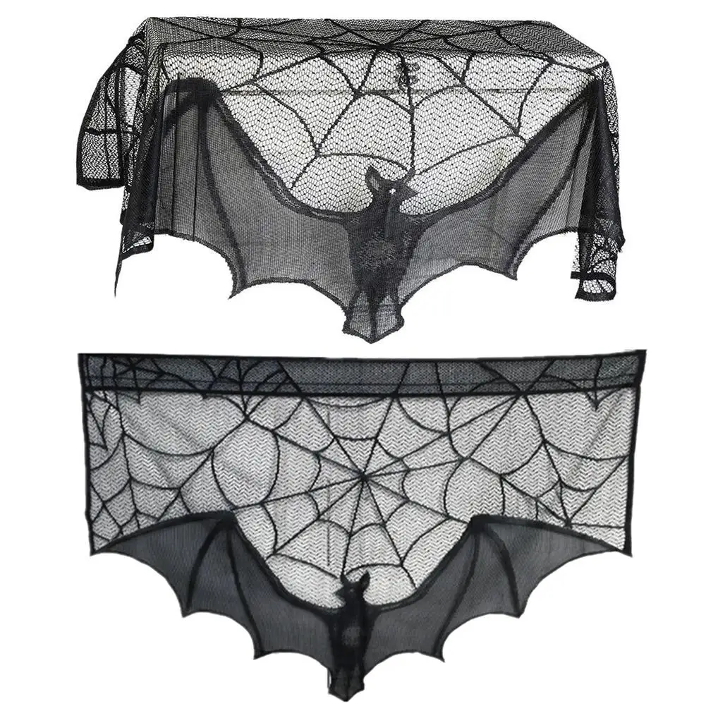 

Fashion Halloween Spider Web Mesh Tablecloth Fireplace Mantle Party Decor
