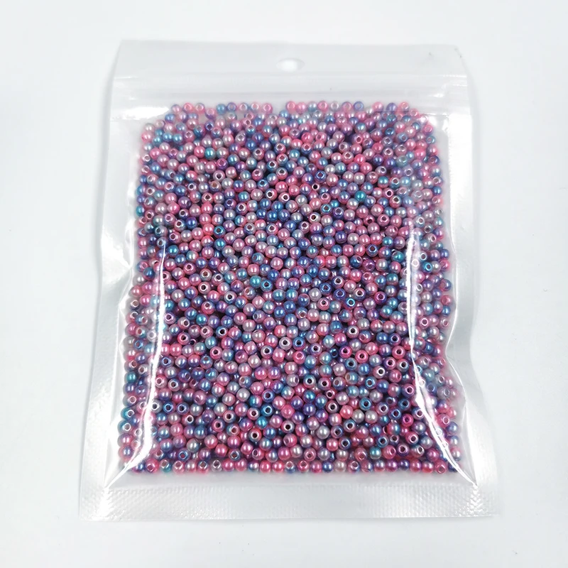 New Mix Rainbow Color Round 3mm ABS Imitation Pearl Plastic Beads Hole 1.0mm Loose Beads Diy Jewelry Necklace Making 1000PCS