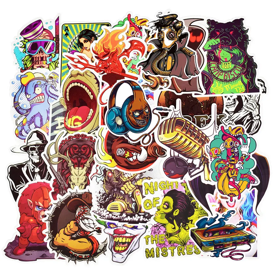 50pcs Terror Punk Stickers Mixed Dark Sexy Graffiti Stickers for DIY Sticker on Bicycle Luggage Laptop Skateboard Fridge Guitar
