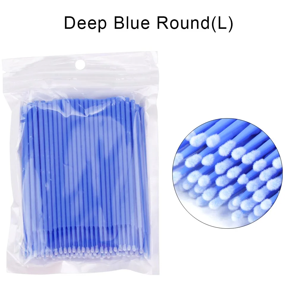 100/500/1000pcs/lot Disposable Eyelash Brushes Swab Microbrushes Eyelashes Extension Individual Removing Applicators Makeup Tool - Цвет: 100pcs blue