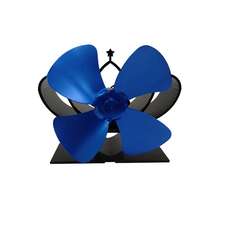 blue Мини-вентилятор для печки 4 лопасти вентилятор для камина тепловой комин питание дровяная горелка экологический вентилятор для дома тихий эффективный инструмент распределения тепла - Цвет: blue