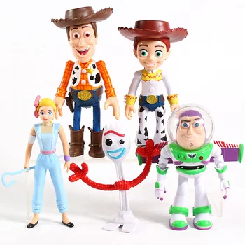 

Toy Story 4 Woody Jessie Buzz Lightyear Forky BoPeep PVC Action Figures Toys 5pcs/set