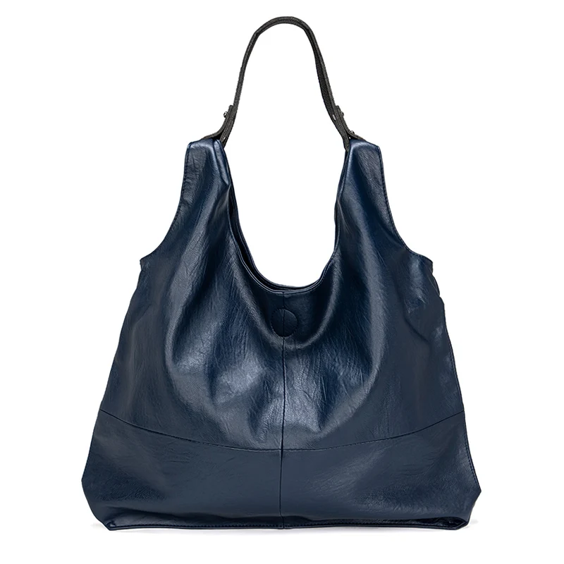 Blue Новые женские кожаные сумки из мягкой овчины, вместительные сумки, модные сумки на плечо - Цвет: Blue