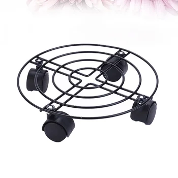 

1Pc Universal Wheel Movable Flower Pot Stand Iron Wrought Floor-type Receptacle Rolling Tray Planter Base (25CM)