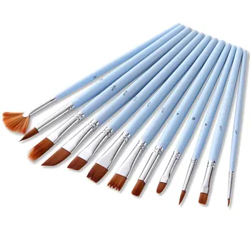 

12Pcs Watercolor Paint Brushes Set Nylon Hair Painting Brush Variety Style Short Rod Oil Acrylic Painting Brush Pen Art Supplies