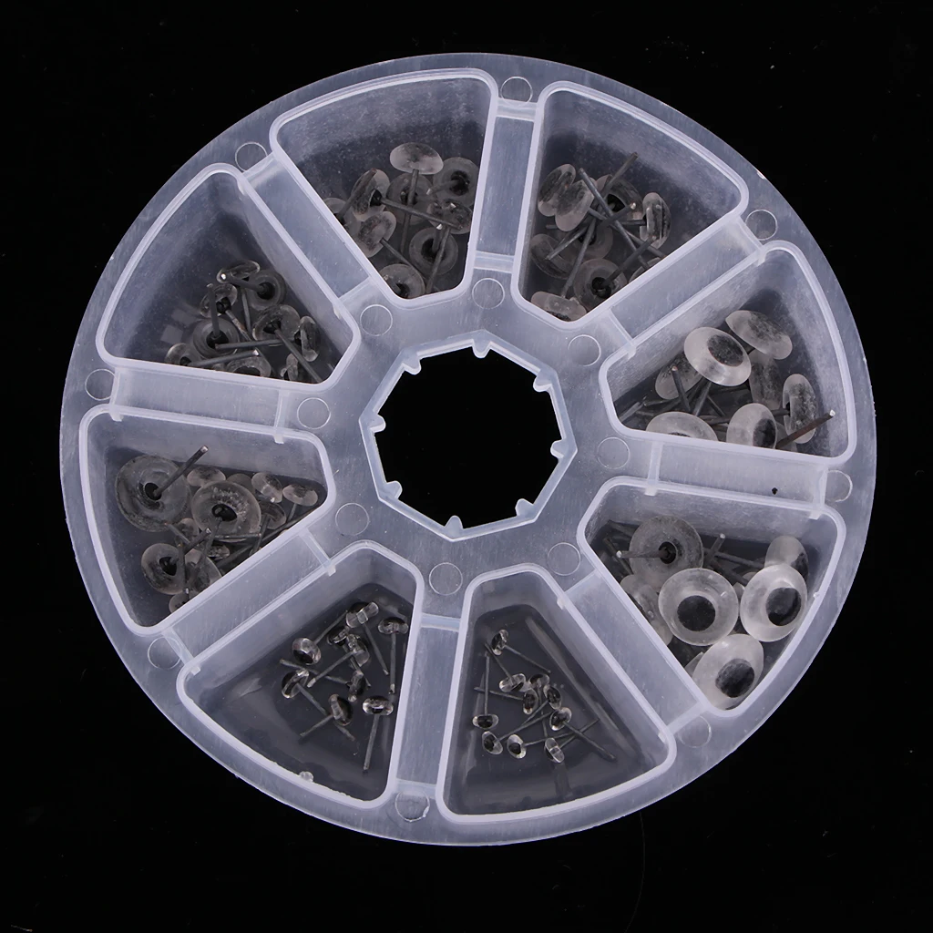 80 Pieces Lots in Box 3/4/5/6/7/8/9/10mm Glass Eyes Clear Glass Safety Eyes For Teddy Bear/Dolls/Toy Animal/Felting/Sewing