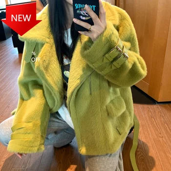 

High Quality Coat Luxury Fur Coat casual OverCoat Thick Warm Female Plush Coat Fashion 2020 Winter Women jacket bike