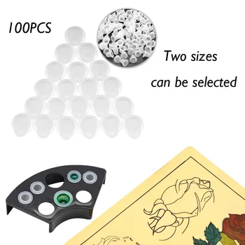 

100pcs Disposable Silicone Pigment Cups Caps Tattoo Ink Holder Permanent Makeup Supplies Grafted Eyelash Pattern Color Cups